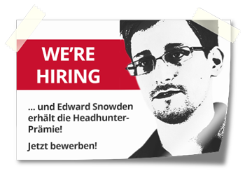 Edward Snowden will receive headhunter commission for Berlin IT security job applicants