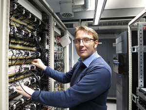 Michael Müller in the MorphoSys Server Room