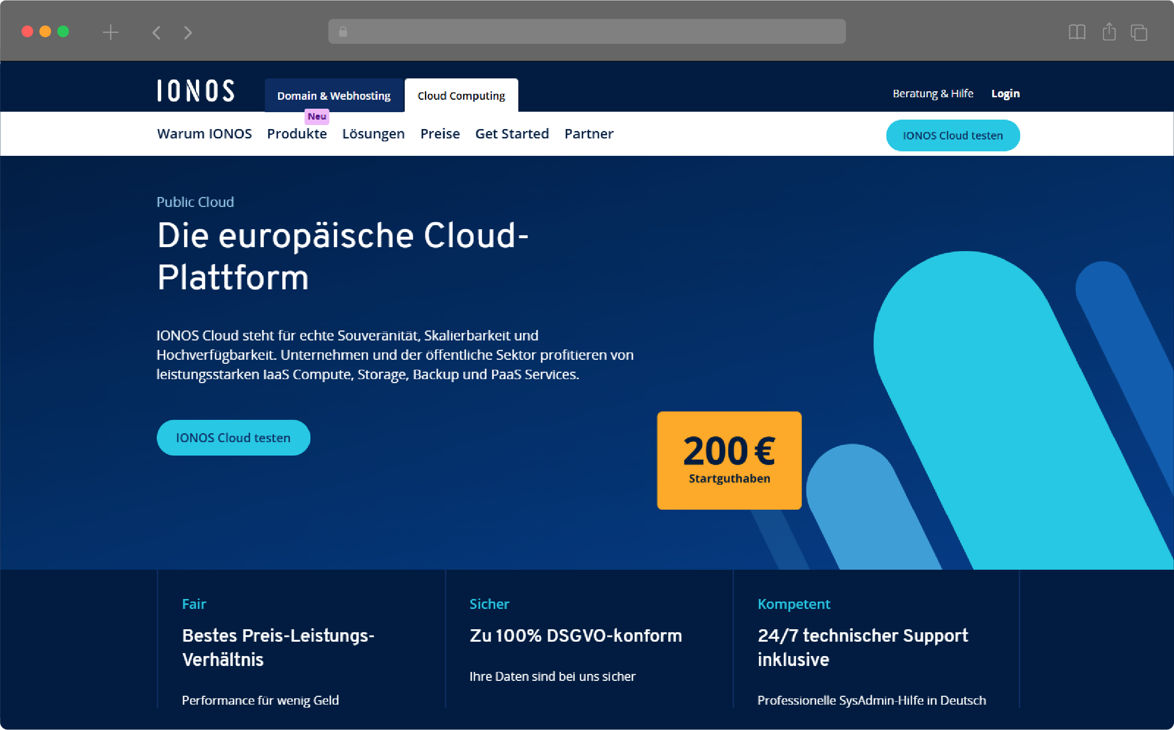 Cloud computing IONOS Startseite