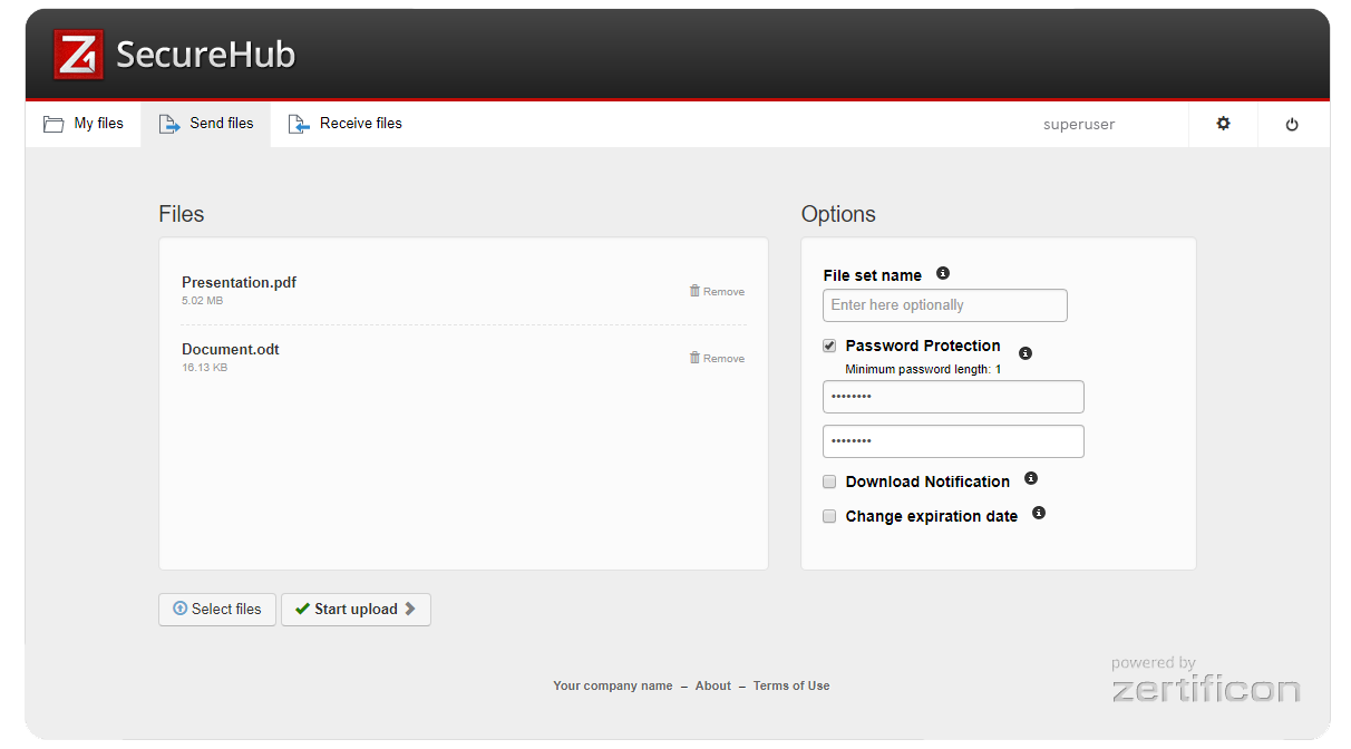 Z1 SecureHub: Upload large files