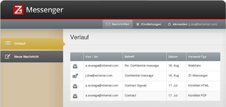 Z1 Messenger Nachrichtenverlauf