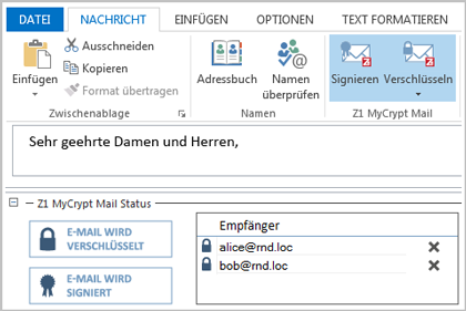 Z1 MyCrypt: E-Mails aus MS Outlook verschlüsseln