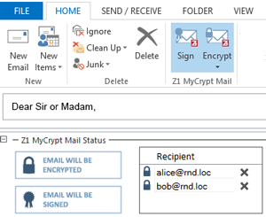 Z1 MyCrypt for MS Outlook
