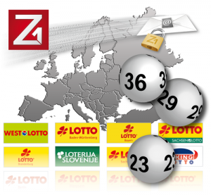 Europa-Karte mit Lotteriebällen