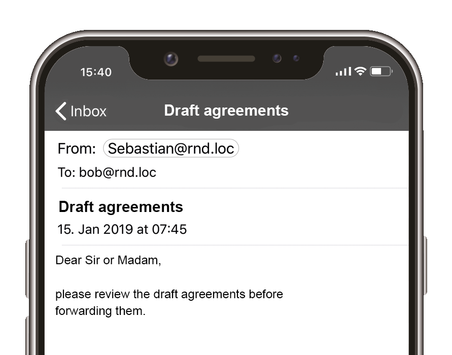 iPhone with Z1 MyCrypt Mail