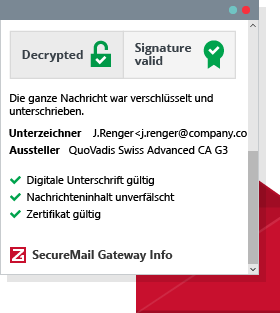 Schutz vor Phishing und CEO Fraud durch digitale Signatur und Anzeige der Gültigkeit