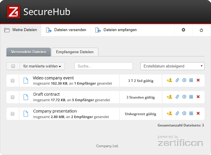 Sicherer Dateiaustausch für Unternehmen mit Z1 SecureHub, sichere FTP Alternative für Dateitransfer einfach intuitiv benutzbar 