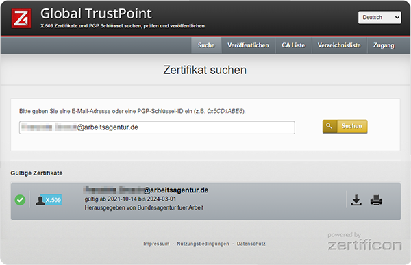 Automatically find and validate employment agencies' email certificates with Z1 Global TrustPoint