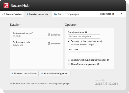 Sicherer Dateiaustausch für Unternehmen mit Z1 SecureHub, sichere FTP Alternative für Dateitransfer einfach intuitiv benutzbar