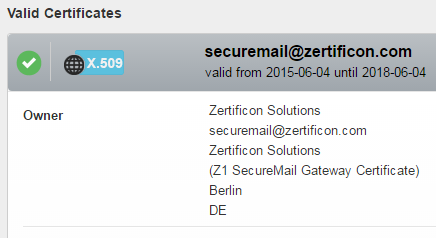 S/MIME Domain Certificate on the Z1 Global TrustPoint