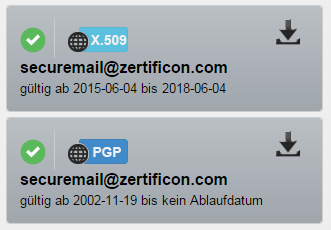 Suchmaschine für Zertifikate und Schlüssel